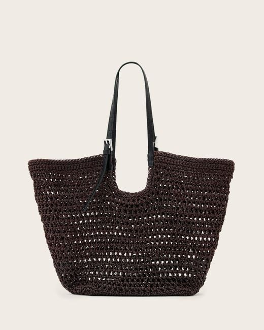 AllSaints Black Ara Waxed Cotton Tote Bag