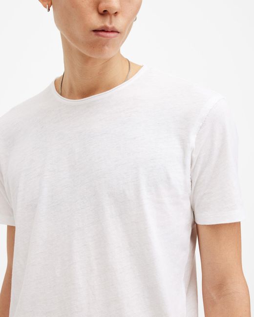 AllSaints White Figure Crew Neck Raw Edge T-Shirt,, Optic for men