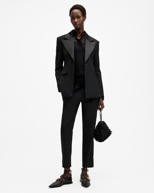 AllSaints Black Sister Tailored Fit Flare Blazer