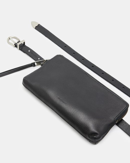 AllSaints Black Matilde Western Leather Bag Belt