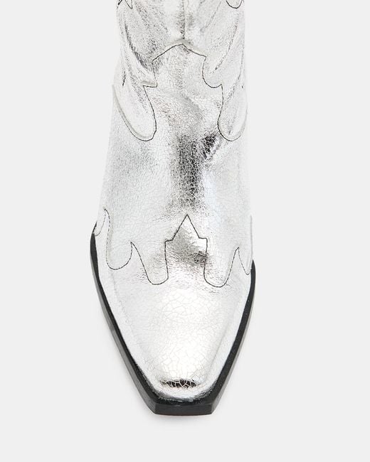 AllSaints White Dolly Western Metallic Leather Boots
