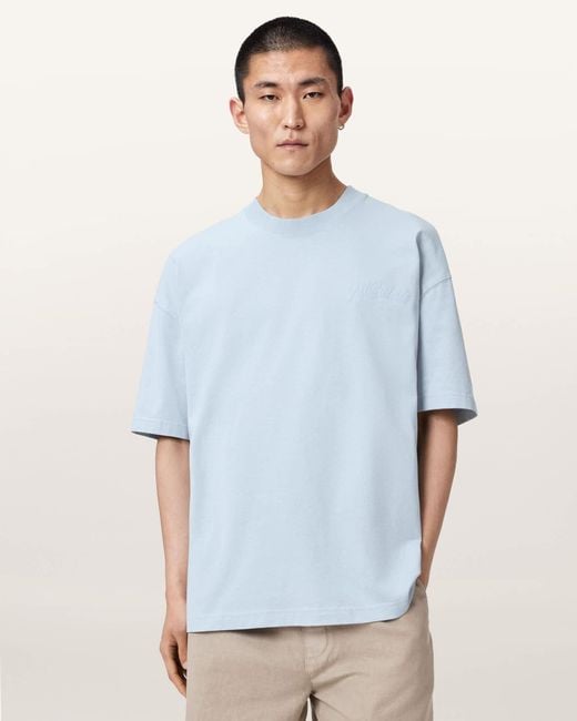 AllSaints Blue Odyssey Oversized Short Sleeve Crew T-Shirt for men