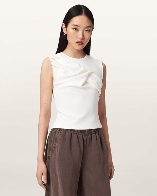 AllSaints White Nella Slim Fit Sleeveless Tank Top