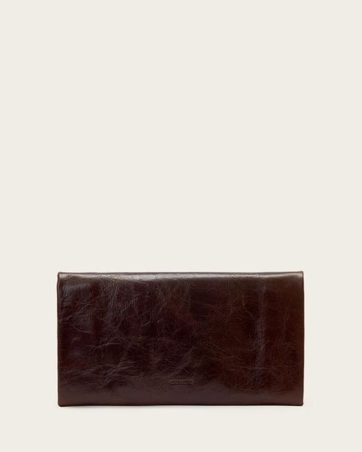 AllSaints Brown Harluna Leather Clutch Bag