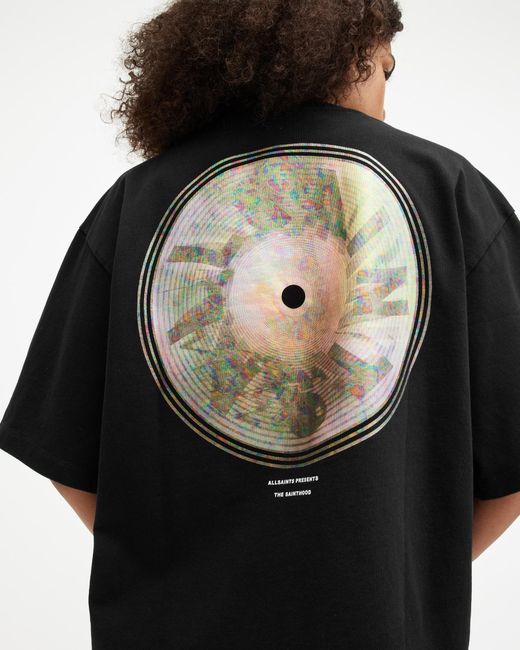 AllSaints Black Disc Amelie Oversized Boxy T-shirt