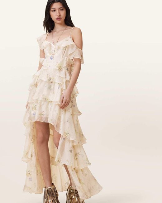 AllSaints Natural Sienna Ruffled Maxi Dress