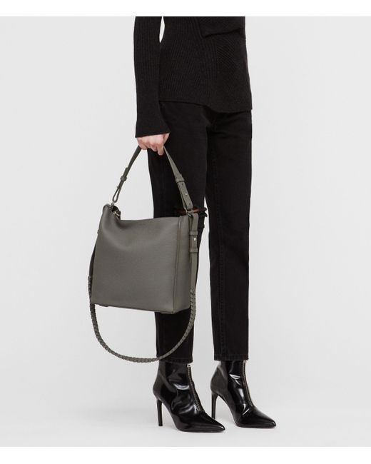 AllSaints Kita Leather Crossbody Bag in Grey | Lyst UK