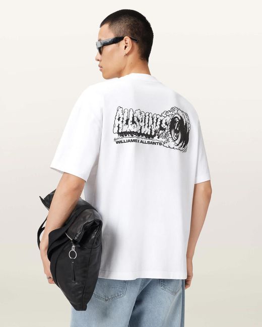 AllSaints White Williams X Burnout Crew Neck T-Shirt for men