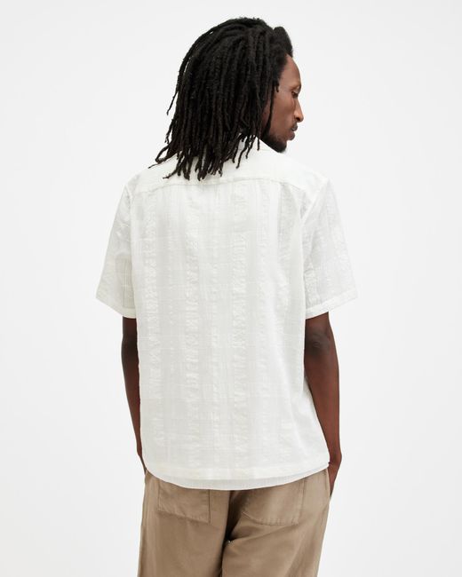 AllSaints White Indio Checked Relaxed Fit Shirt for men