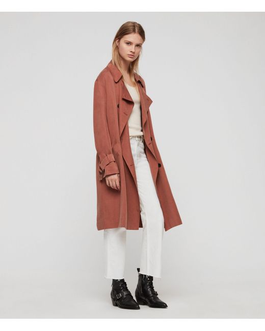 AllSaints Red Brooke Trench Coat