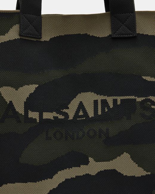 AllSaints Black Izzy Logo Print Knitted Tote Bag,