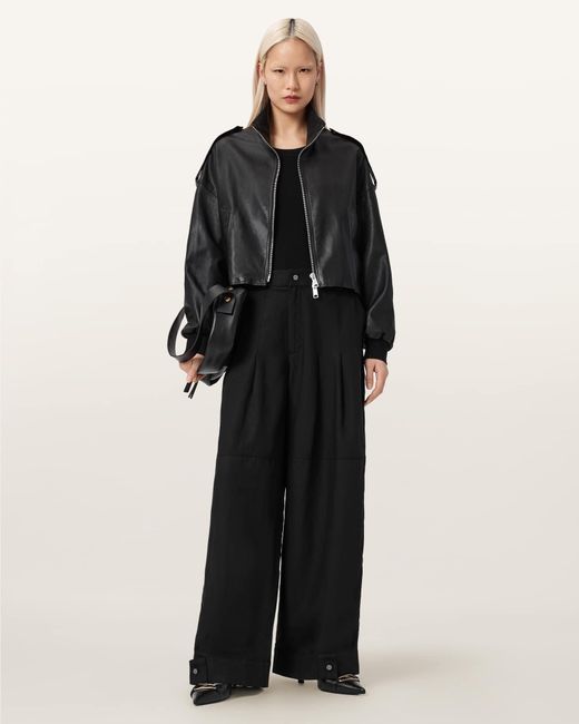 AllSaints Black Sherell Barrel Leg Pants