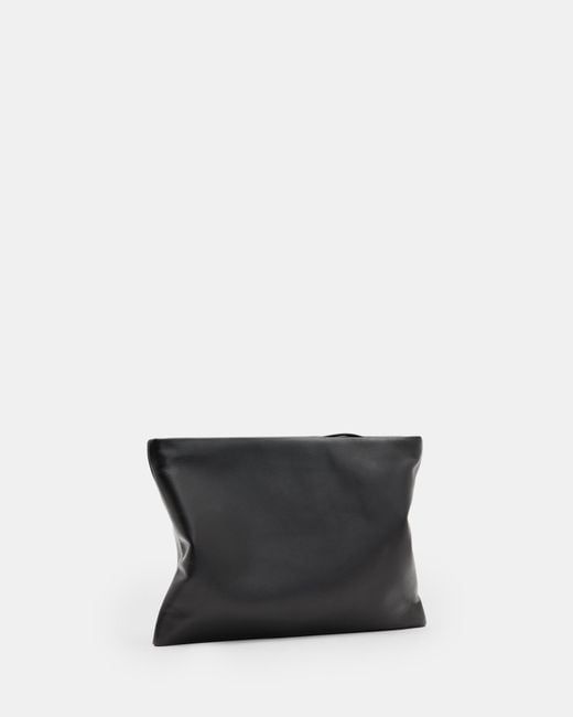 AllSaints White Bettina Leather Clutch Bag