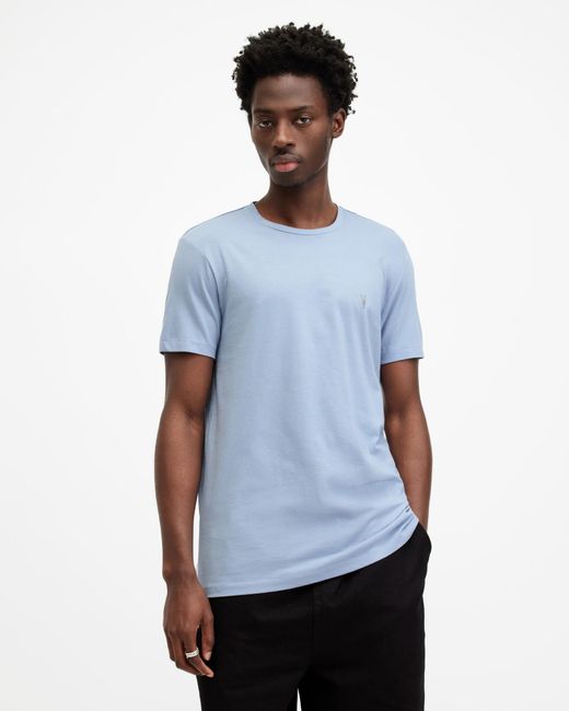 AllSaints Blue Tonic Crew Neck Slim Ramskull T-shirt, for men