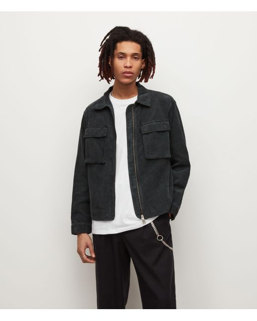 AllSaints Black Men's Clifton Organic Cotton Corduroy Jacket for men