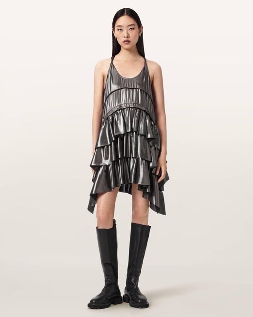 AllSaints Natural Cavarly Metallic Mini Dress
