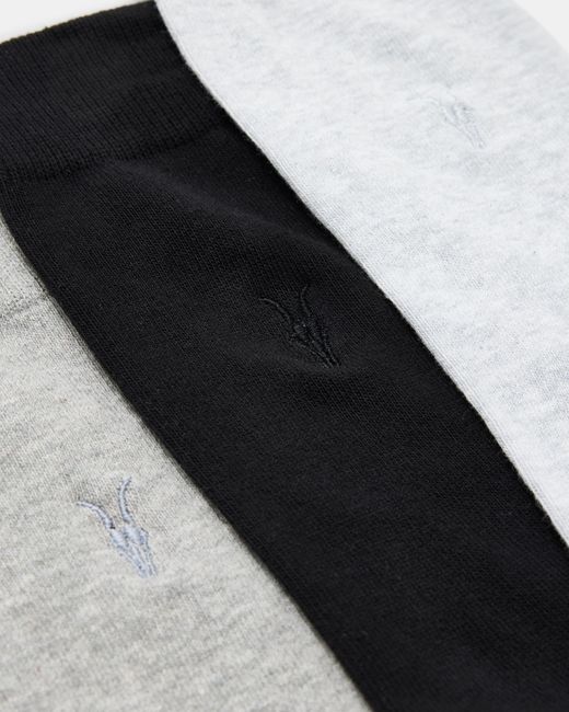 AllSaints White Adan Ramskull Embroidered Socks 3 Pack for men