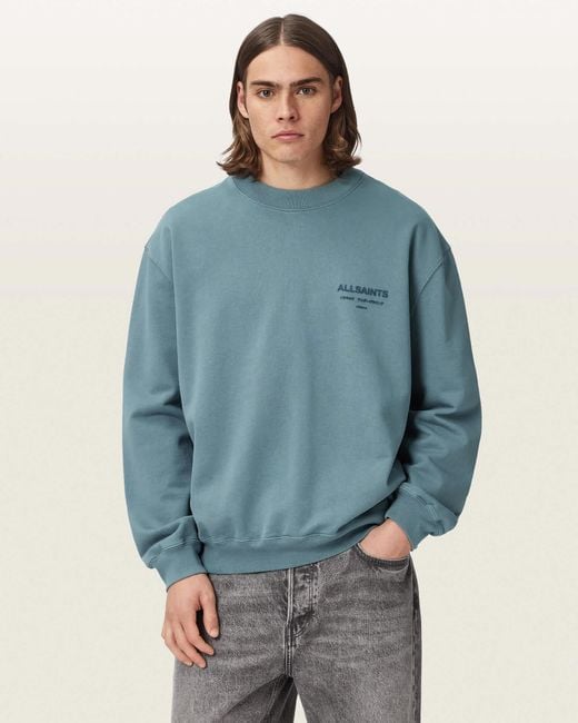 AllSaints Blue Xander Crew Neck Sweatshirt for men