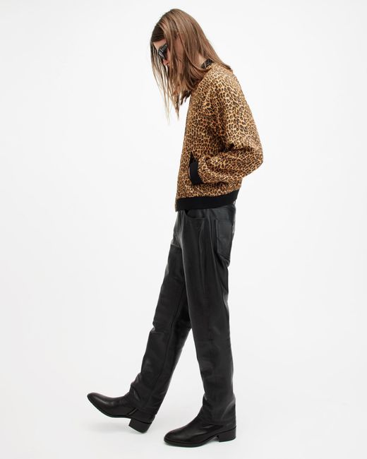 AllSaints Tour Reversible Leopard Print Bomber Jacket in Black for Men Lyst