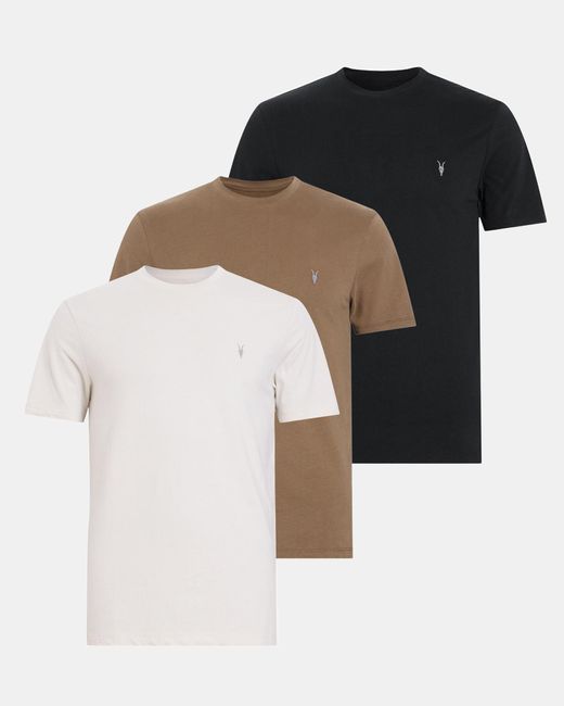 AllSaints Black Brace Brushed Cotton T-shirts 3 Pack, for men