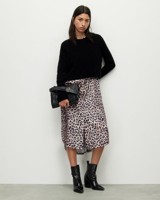 AllSaints Multicolor Angelina 2-in-1 Leopard Print Dress,