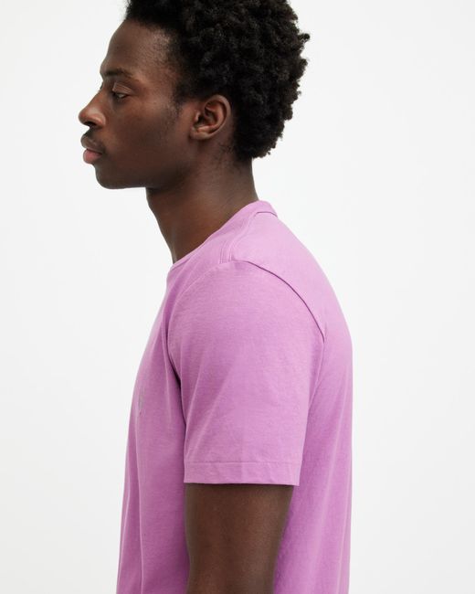 AllSaints Purple Tonic Crew Neck Slim Ramskull T-shirt for men