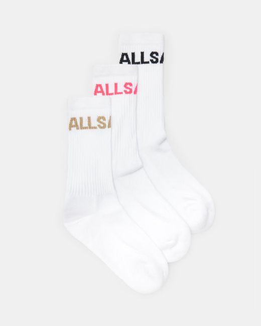 AllSaints White Jae Logo Socks 3 Pack