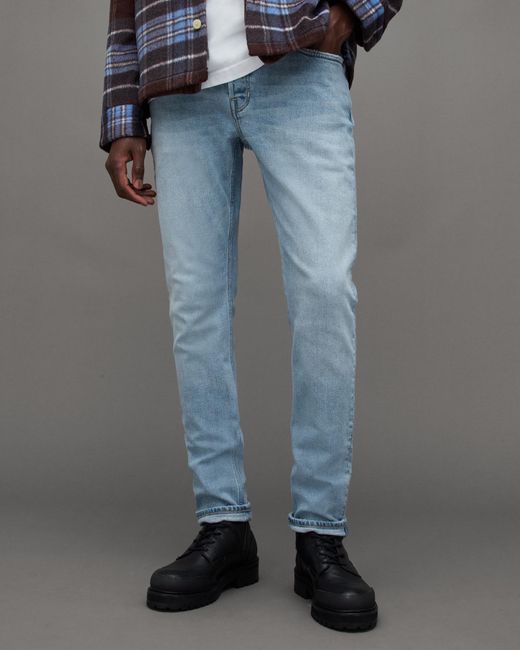 AllSaints Blue Rex Slim Fit Soft Stretch Denim Jeans for men