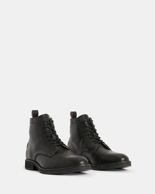 AllSaints Black Drago Leather Lace Up Boots for men