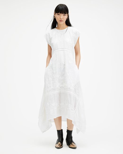 AllSaints White Gianna Embroidered Maxi Dress
