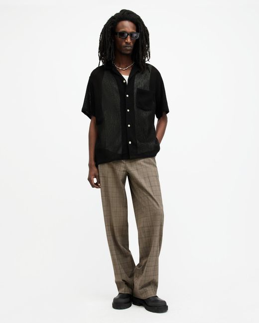 AllSaints Black Sortie Textured Relaxed Fit Shirt for men