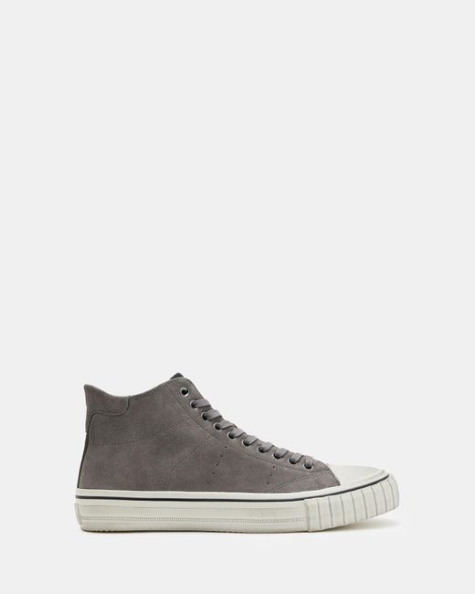 AllSaints White Lewis Lace Up Suede High Top Sneakers for men