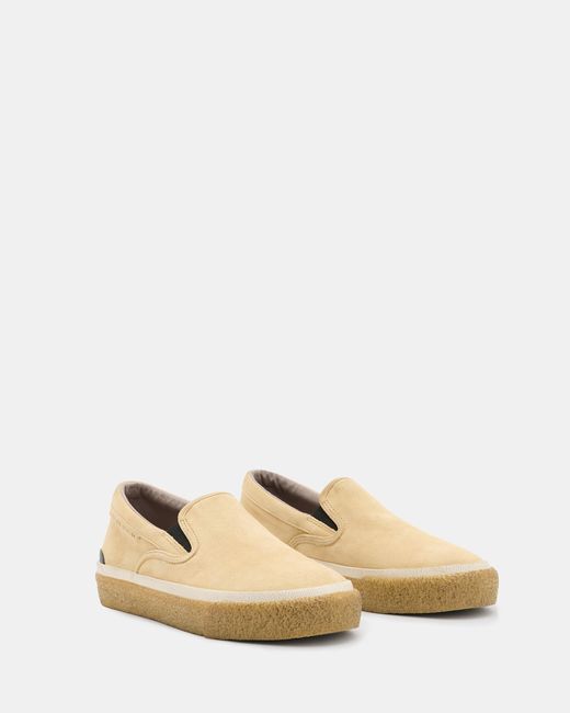 AllSaints Natural Navaho Suede Slip On Trainers for men