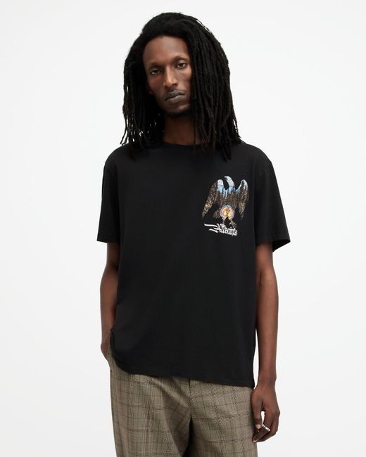 AllSaints Black Eagle Mountain Printed Crew Neck T-shirt, for men