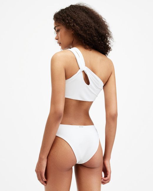 AllSaints White Kayla One Shoulder Bikini Top