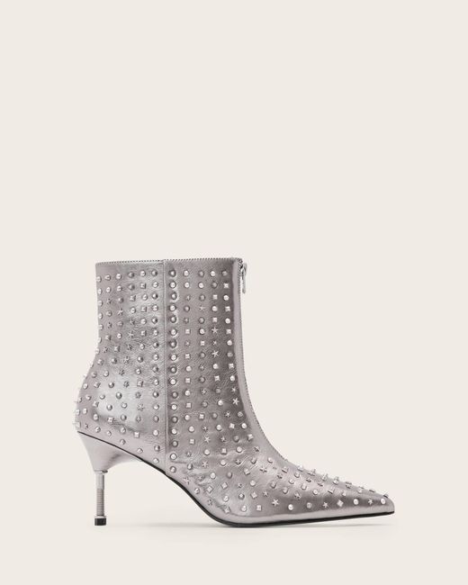 AllSaints White Natasha Studded Leather Boots