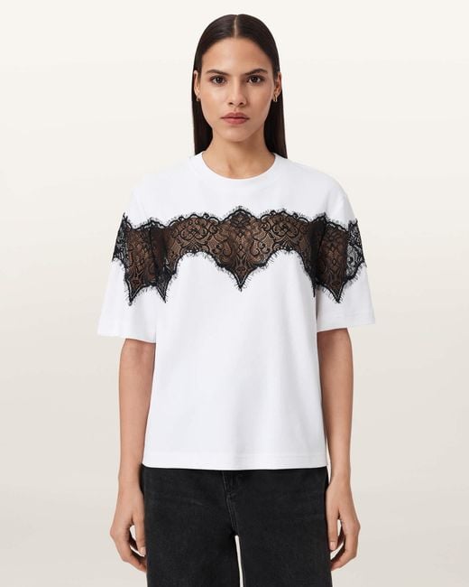 AllSaints White Lisa Lace Amelie T-Shirt