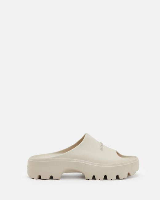 AllSaints White Eclipse Flatform Sliders