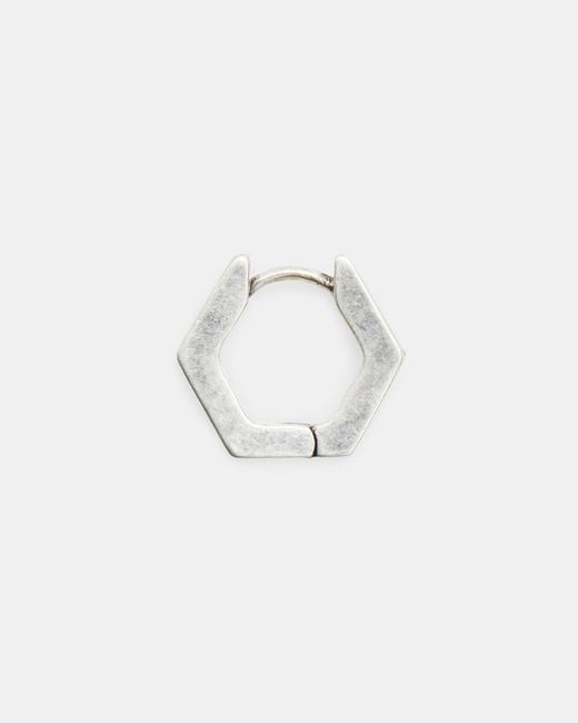 AllSaints White Hex Sterling Bolt Hoop Earring for men