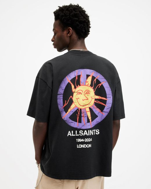 AllSaints Blue Orbs Oversized Graphic Print T-shirt, for men