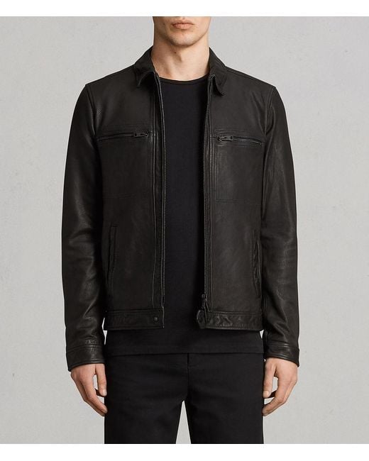 AllSaints Black Lark Leather Jacket for men
