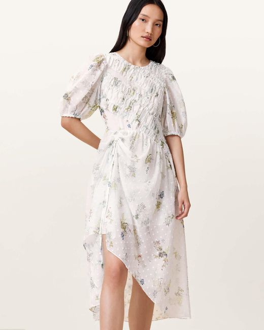 AllSaints Natural Serene Floral Print Midi Dress