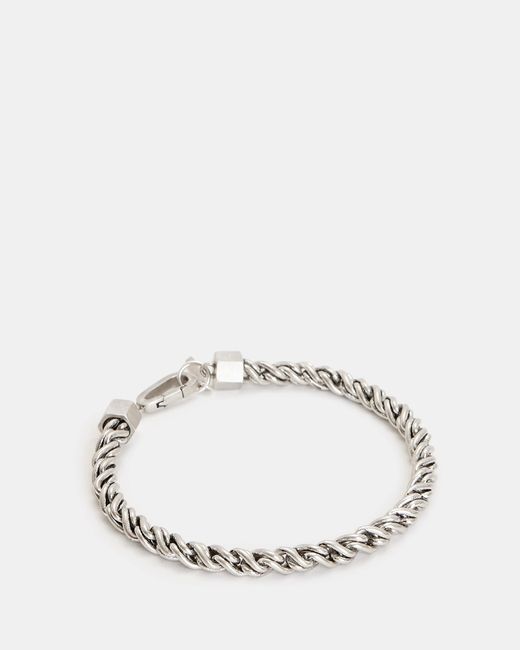 AllSaints Natural Rope Chain Sterling Silver Bracelet for men