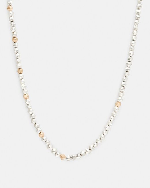 AllSaints White Hallie Two Tone Hexagon Beaded Necklace