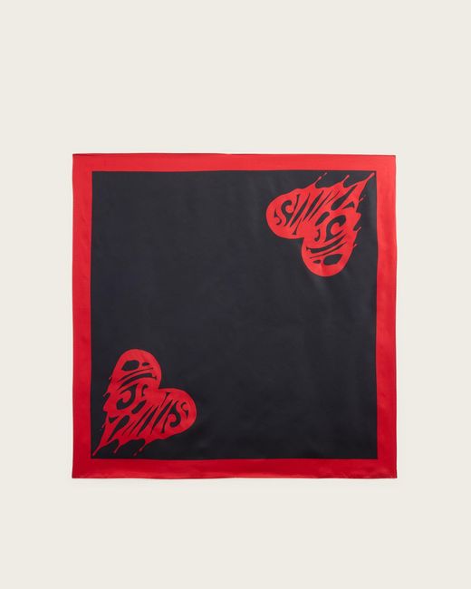 AllSaints Red Marley Silk Square Scarf