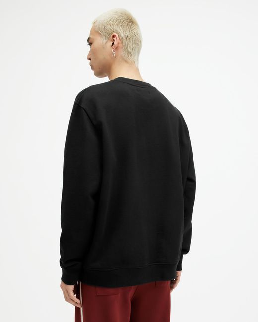 AllSaints Black Biggy Oversized Logo Print Sweatshirt, for men