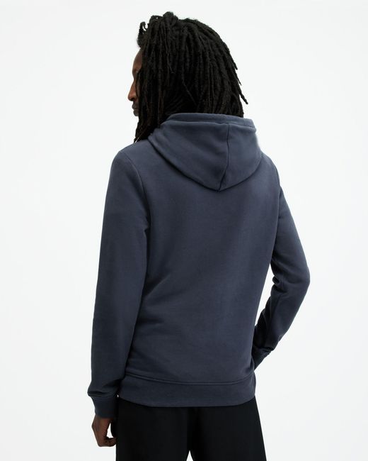 AllSaints Blue Raven Contrast Ramskull Hoodie, for men