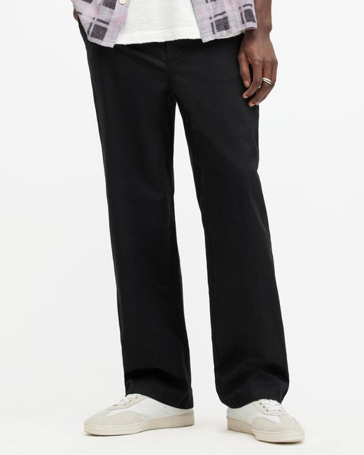 AllSaints Black Jovi Mid-rise Straight Fit Trousers, for men