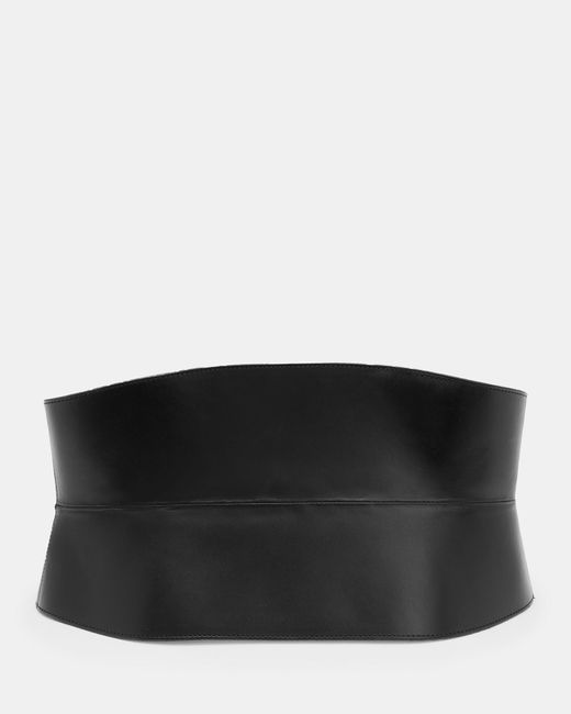 AllSaints Black Oakley Leather Corset Belt