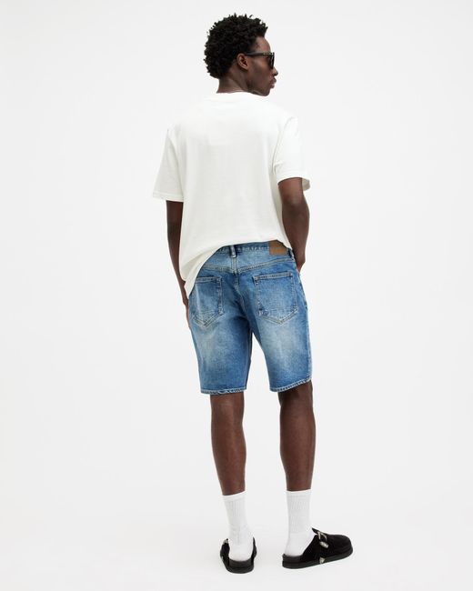 AllSaints Blue Switch Skinny Fit Denim Shorts for men